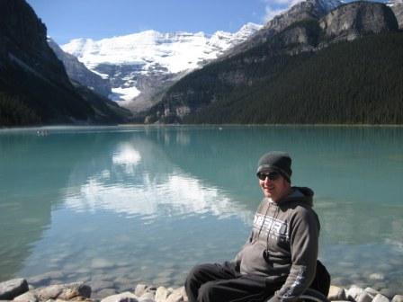 Wheelchair user at Lake Louise 