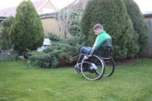 Moving Wheelchair Over Grass