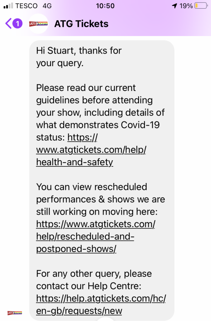 AGT Tickets response